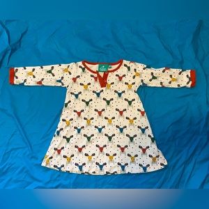 Little Green Radicals 2-3 year old 98 cm reindeer long-sleeve cotton dress 3T